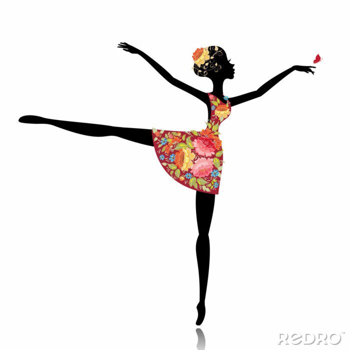 Sticker Ballerina in einem Blumenkleid