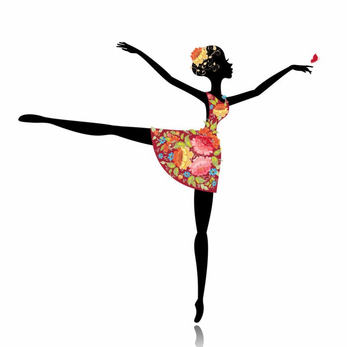 Sticker Ballerina in einem Blumenkleid