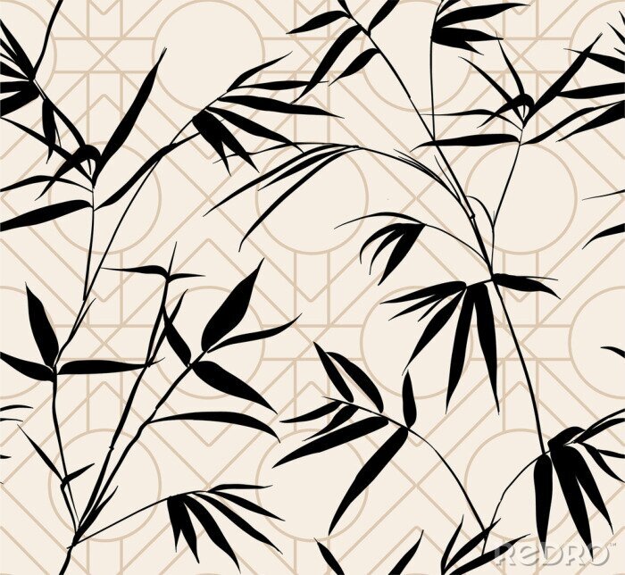 Sticker Bambusblätter im Retro-Stil