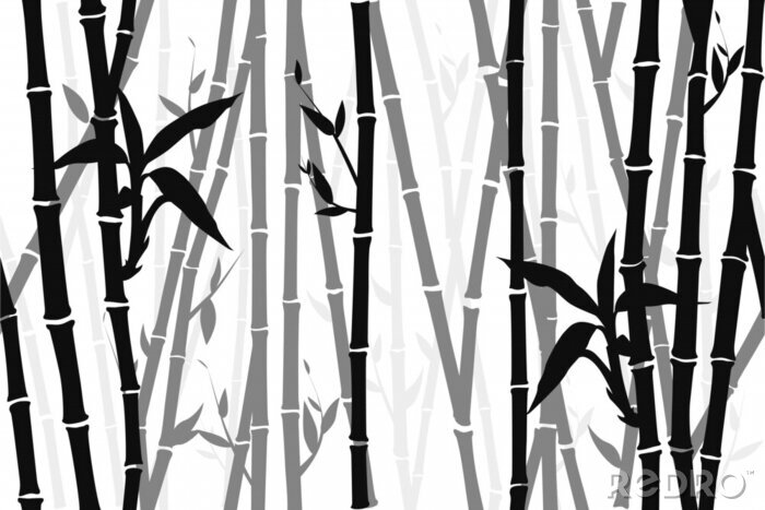 Sticker Bambuswald in Grautönen