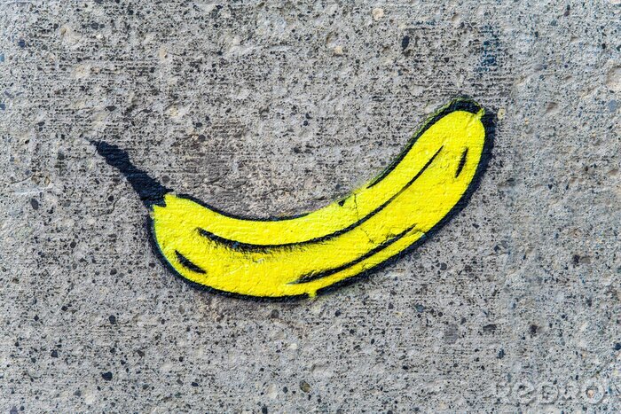 Sticker Banane Abbildung auf einer rauen Oberfläche