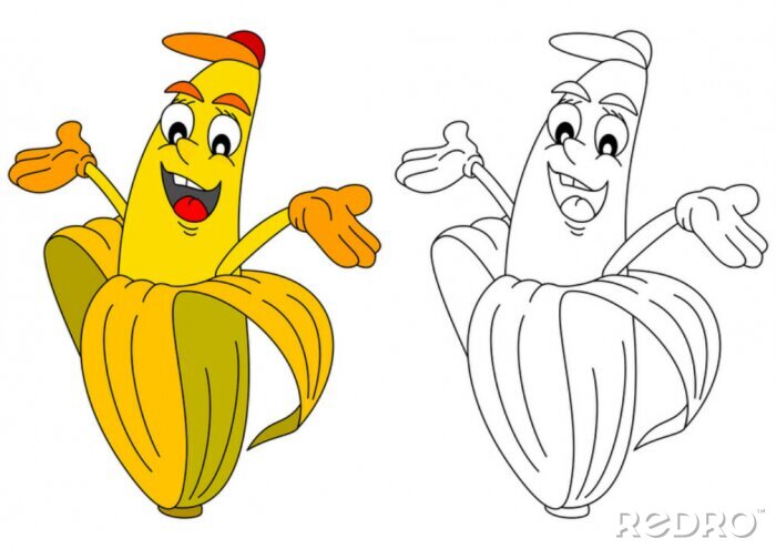 Sticker Banane Cartoon-Grafik lächelnde Gestalt