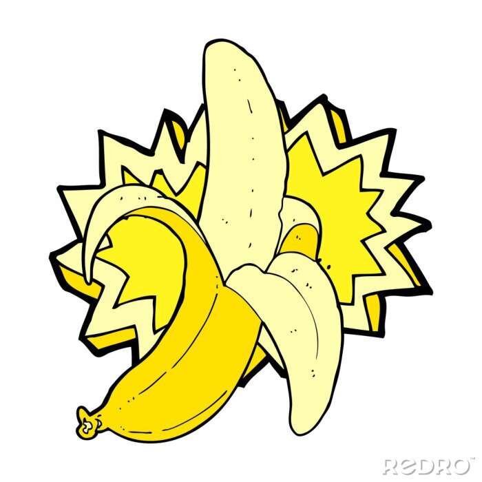 Sticker Banane Cartoon-Illustration auf weißem Hintergrund
