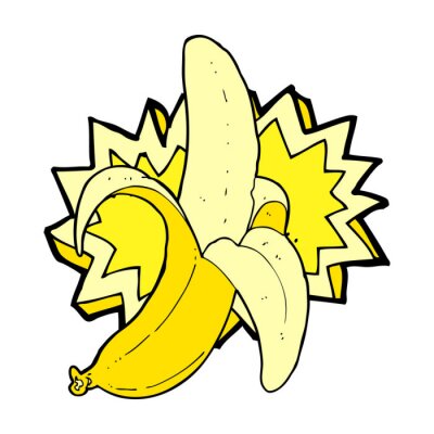 Sticker Banane Cartoon-Illustration auf weißem Hintergrund