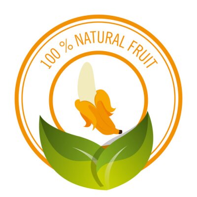 Sticker Banane im runden Logo für Bio-Lebensmittel