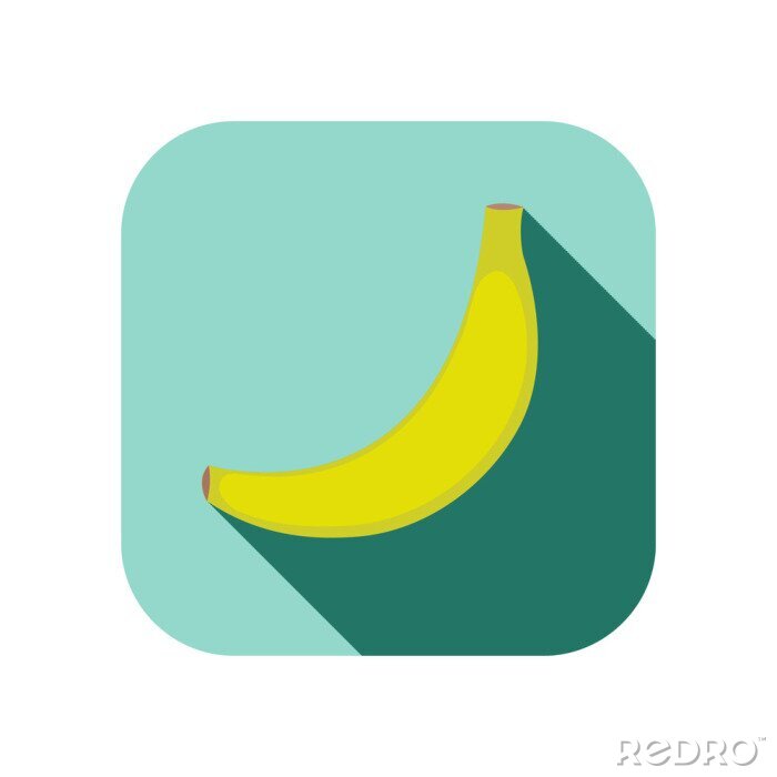 Sticker Banane minimalistisches Logo auf türkisfarbenem Hintergrund