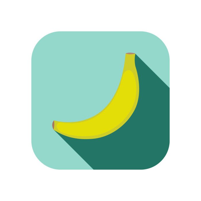 Sticker Banane minimalistisches Logo auf türkisfarbenem Hintergrund