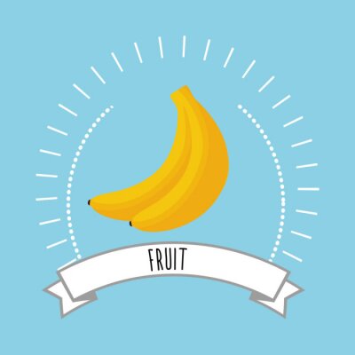 Sticker Banane tropische Früchte beschriftete Zeichnung