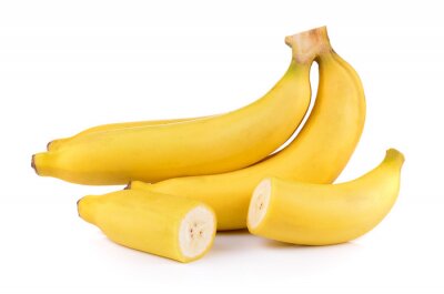 Sticker Bananen auf weißem Hintergrund ganz und geschnitten
