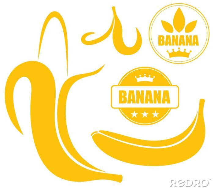 Sticker Bananen Logos und minimalistische zweifarbige Grafiken