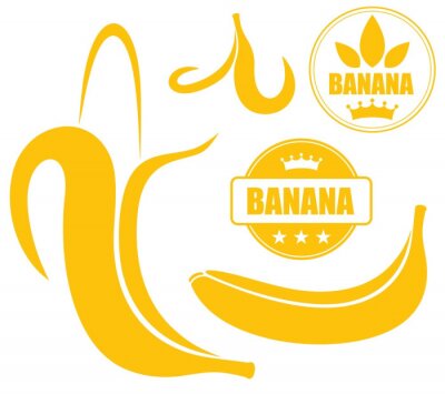 Sticker Bananen Logos und minimalistische zweifarbige Grafiken