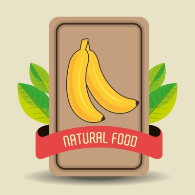 Sticker Bananen natürlich Retro Werbelogo