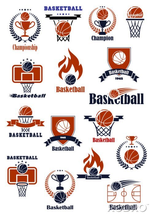Sticker Basketball-Aufkleber mit Sport heraldischen Elemente