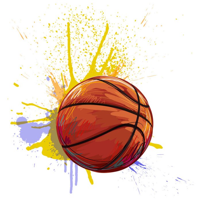 Sticker Basketball Gestaltet von professionellen Künstler. Diese Darstellung wird von Wacom tabletby mit Grunge Texturen und Pinsel erstellt