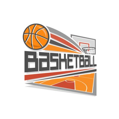 Basketball-Grafik in grauen und orangefarbenen Farben