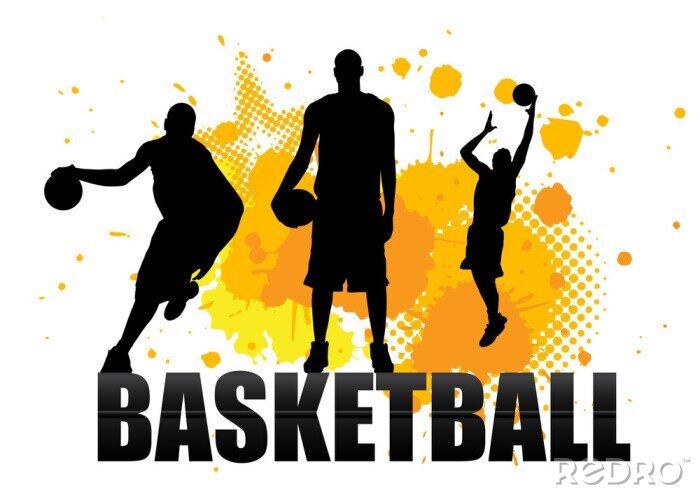 Sticker Basketball-Spieler in Akt mit Grunge-Hintergrund