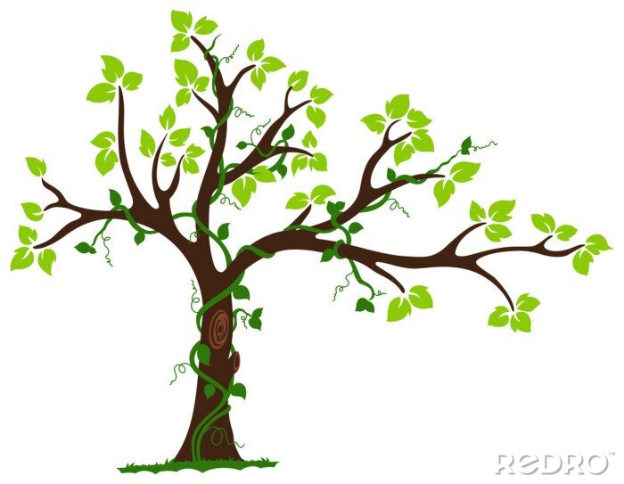 Sticker Baum mit Liane und Reben
