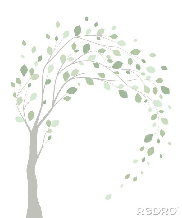 Sticker Baum mit windgepeitschten Ästen