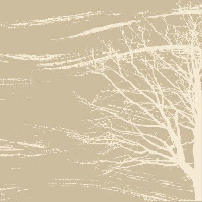 Sticker Baum-Silhouette auf braunem Hintergrund