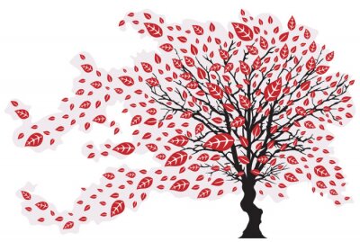 Sticker Baum und Blätter - Wind und Sturm