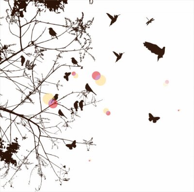 Sticker Baum und Vogel