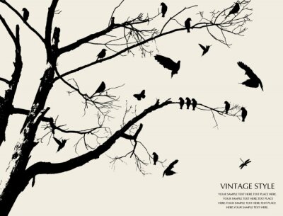 Sticker Baum und Vogel