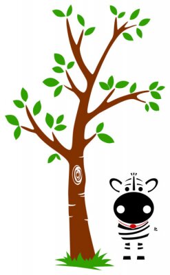 Sticker Baum-und Zebra