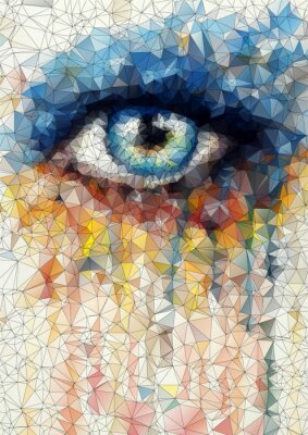 Sticker beautiful eye in geometric styling abstract geometric background