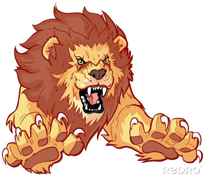 Sticker Bedrohlicher Löwe im Sprung Grafik