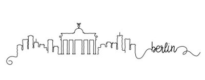 Sticker Berlin City Skyline Doodle Sign