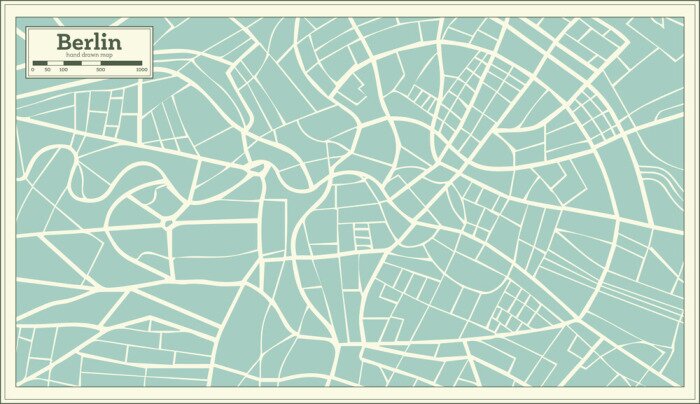 Sticker Berlin Deutschland Karte im Retro-Stil.