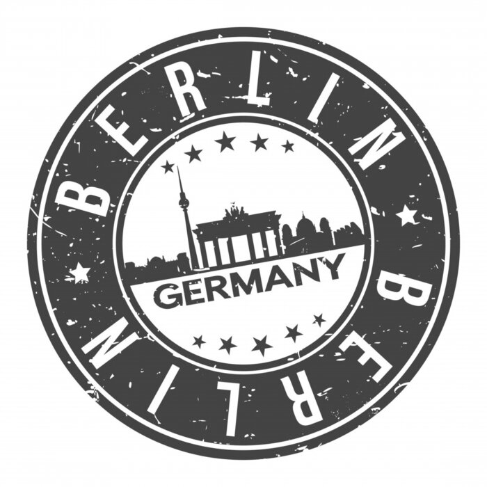 Sticker Berlin Germany Europa Stamp. Logo Icon Symbol Design Skyline City Vector.