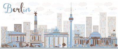 Berlin Skyline mit Farben gemalt