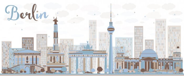 Sticker Berlin Skyline mit Farben gemalt