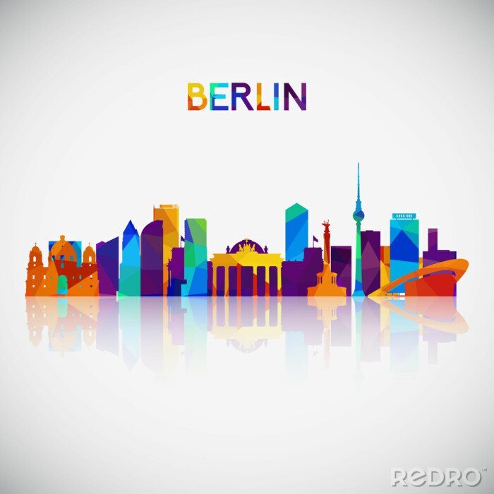 Sticker Berlin-Skylineschattenbild in der bunten geometrischen Art. Symbol für Ihr Design. Vektor-Illustration.