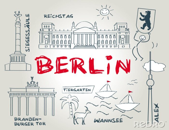 Sticker Berlin, Wahrzeichen, illustration
