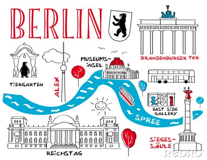 Sticker Berlin, Wahrzeichen und Sehenswürdigkeiten