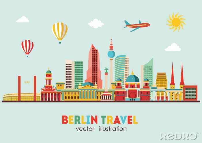 Sticker Berliner Skyline. Vektor-Illustration - Stock Vektor