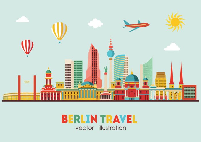 Sticker Berliner Skyline. Vektor-Illustration - Stock Vektor