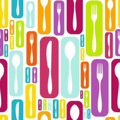 Sticker Besteck auf Neon-Hintergründen