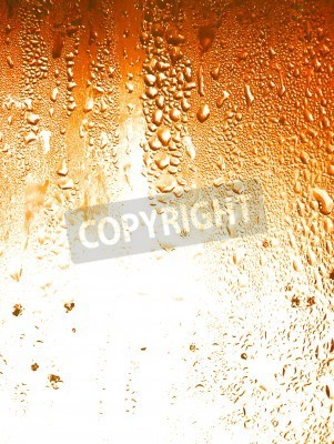 Sticker Bier, Flüssigkeitstropfen kondensieren auf einem Glashintergrund