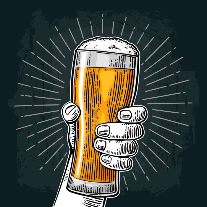 Sticker Bier im Glas Retro-Motiv