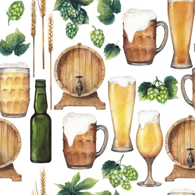 Sticker Bier im Vintage-Stil bunte Zeichnung