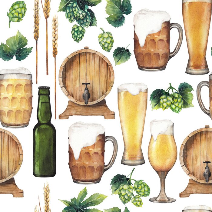 Sticker Bier im Vintage-Stil bunte Zeichnung