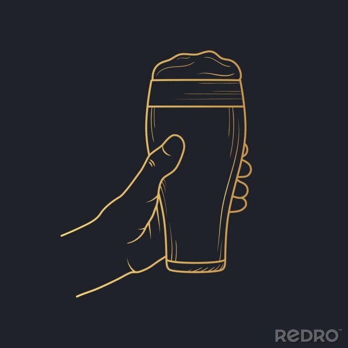 Sticker Bier in einem hohen Glas einfache Grafik