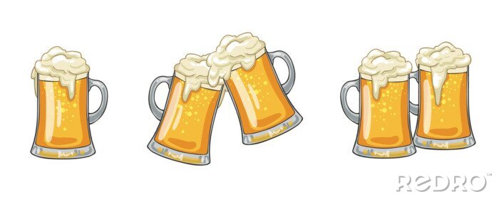 Sticker Bier in Krügen einfache Grafik