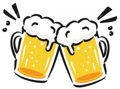 Sticker Bierkrüge beim Anstoßen Grafik