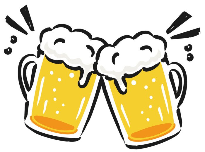 Sticker Bierkrüge beim Anstoßen Grafik