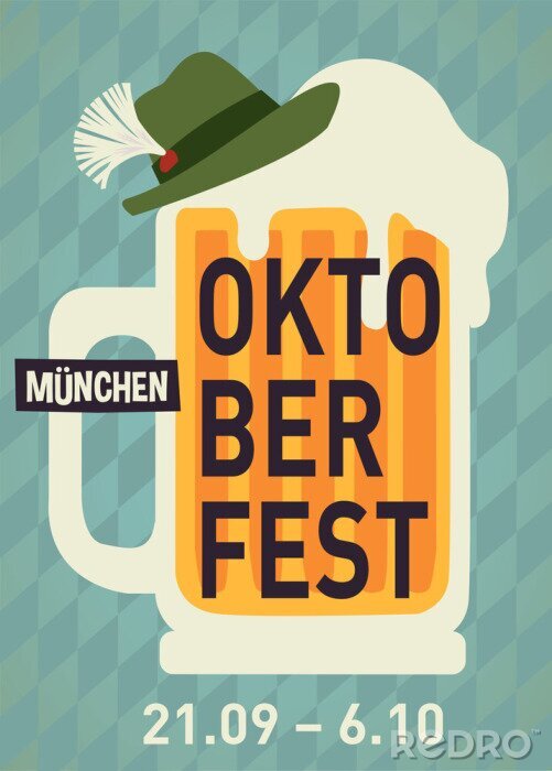 Sticker Bierkrug Grafik vom Oktoberfest