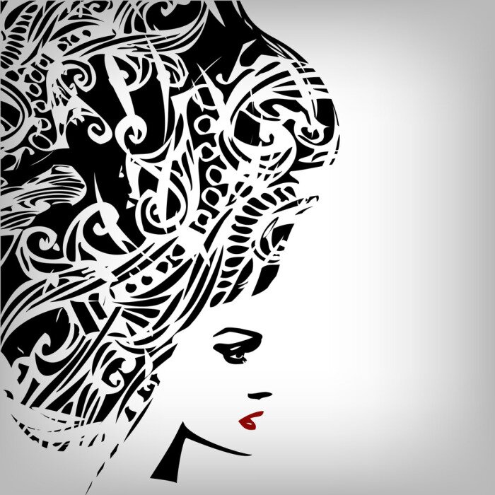 Sticker Bild Frau im Grunge-Stil